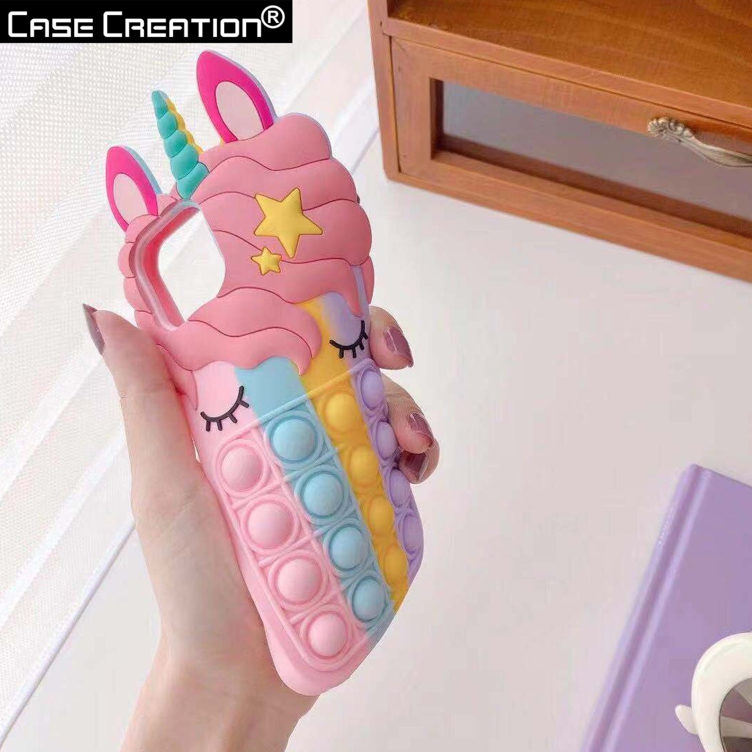 Push Pop Unicorn Bubble Fidget Toys Game Stress Relief case